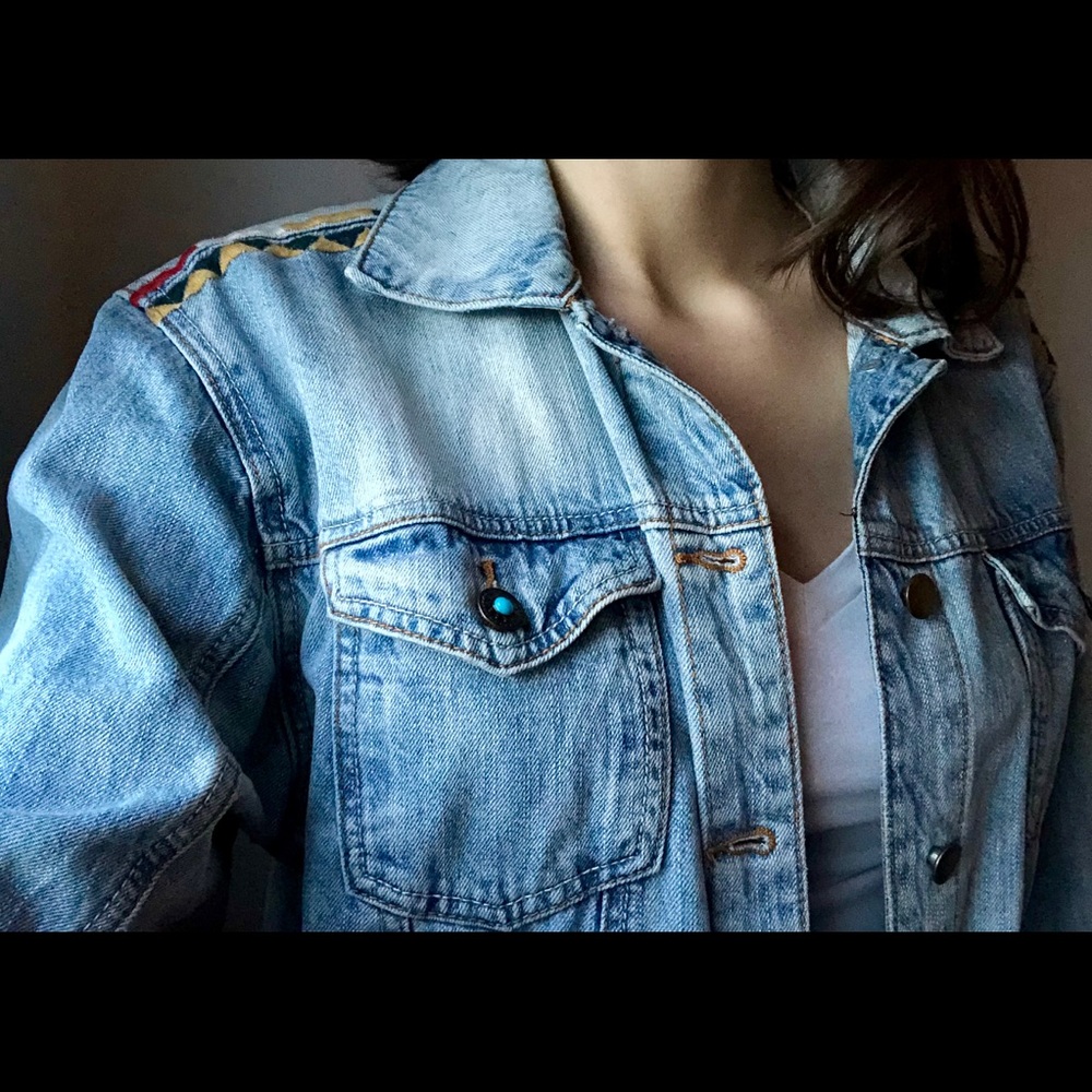 Forever 21 Tribal Print Denim Jacket
